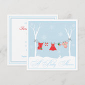 冬の洗濯ひも 赤ちゃんのシャワー招待状 招待状 (正面/裏面)