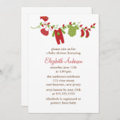 冬の洗濯干しラインのベビーシャワー 招待状 (正面/裏面)