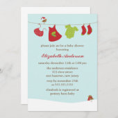 冬の洗濯干し場のベビーシャワー 招待状 (正面/裏面)