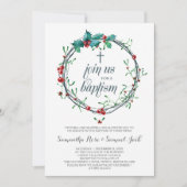 冬の洗礼招待状テンプレート 招待状 (正面)