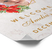 冬の洗礼 フォト ポインセチア ゴールド ウェルカム サイン (角)