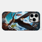 冬の海に注視する鷲 iPhoneケース (裏面横)