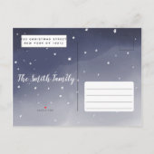 冬の海軍の水の色の雪の木のホリデーパーティー インビテーションポストカード (裏面)