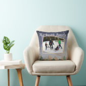 冬の海軍の水彩雪の木クリスマスフォト クッション (椅子)