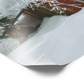 冬の深いスノーレッドハウスin the Woods フォトプリント (角)