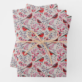 冬の深紅色とウォーブラーラッピング紙 ラッピングペーパーシート