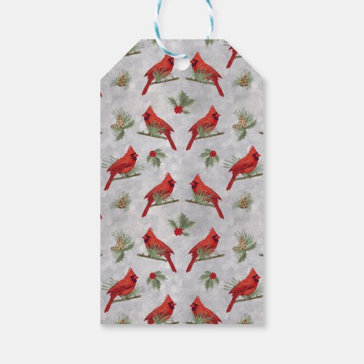 冬の深紅色とパインズギフトラベル ギフトタグ (裏面)