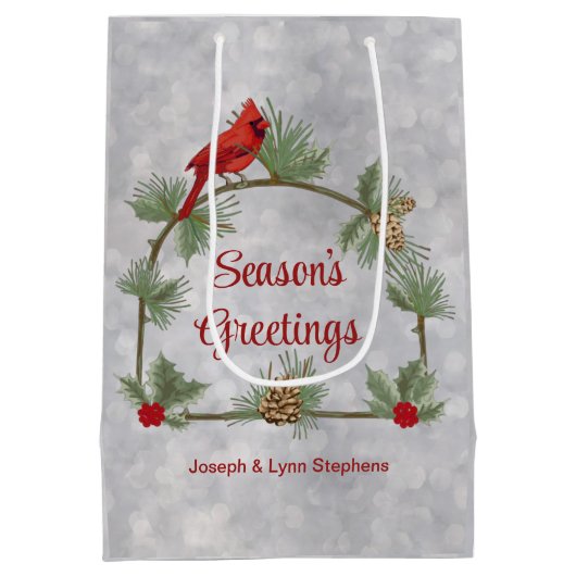 冬の深紅色とパインズ抱き枕 ミディアムペーパーバッグ (裏面)