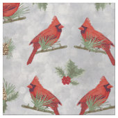 冬の深紅色と松の織物 ファブリック (クローズアップ)