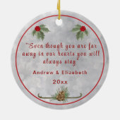 冬の深紅色と松 セラミックオーナメント (裏面)