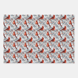 冬の深紅色と花模様クリスマス ラッピングペーパーシート