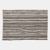 冬の深紅色の樺の木ツリー キッチンタオル (横)