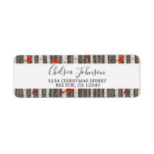 冬の深紅色の樺の木ツリー ラベル (正面)