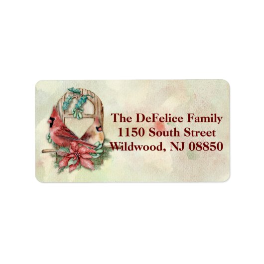 冬の深紅色はポインセチアとペア ラベル (正面)