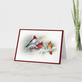 冬の深紅色クリスマスカード シーズンカード