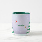 冬の深紅色クリスマスグリーティング マグカップ (中央)