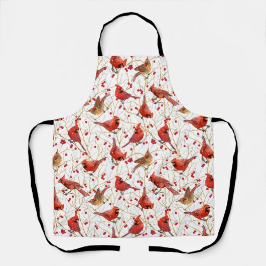 冬の深紅色クリスマス エプロン (正面)