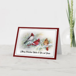 冬の深紅色鳥クリスマスカード シーズンカード