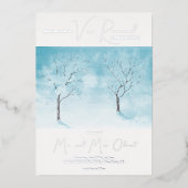 冬の清新さの誓い更新シルバー 箔招待状 (正面)