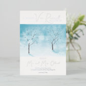 冬の清新さの誓い更新シルバー 箔招待状 (立ち正面)