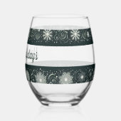 冬の渦巻き：雪の結晶を動かす ステムなしワイングラス (左)