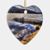 冬の湖とカヤックの荒野の風景 セラミックオーナメント (右)