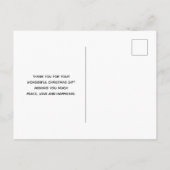 冬の湖の風景と鹿のサンクスギフト ポストカード (裏面)