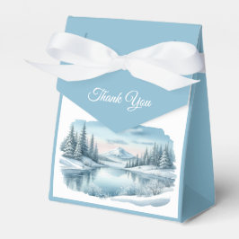 冬の湖畔の結婚式と雪の山々 フェイバーボックス
