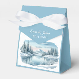 冬の湖畔の結婚式と雪の山々 フェイバーボックス