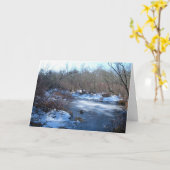 冬の湿地の池:ハッピーバースデー カード (黄色い花)