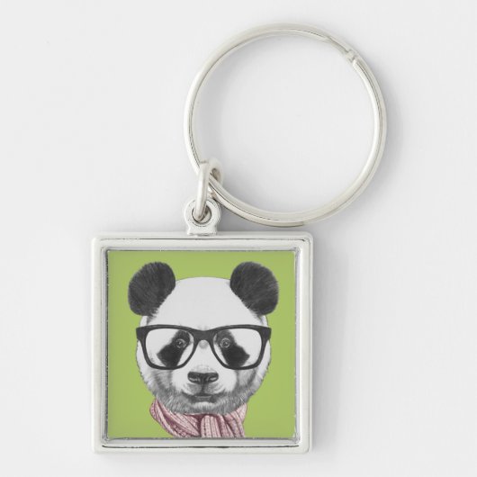 冬の準備ができたパンダくま キーホルダー (正面)