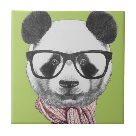 冬の準備ができたパンダくま タイル (正面)