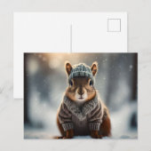 冬の準備をしたかわいいリス ポストカード (正面/裏面)