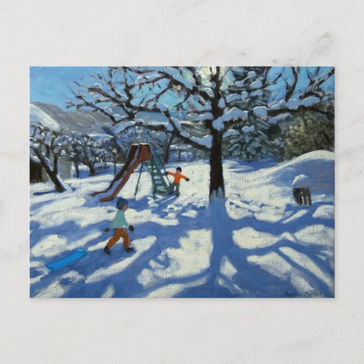 冬の滑り台ブールサンモリッツ ポストカード (正面)