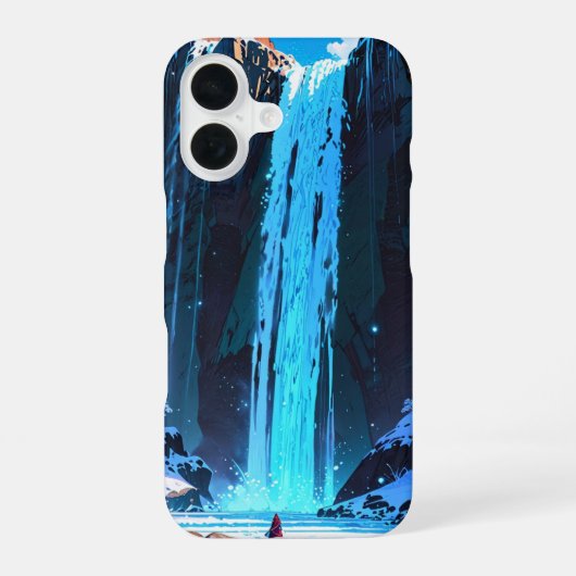 冬の滝の静け iPhone 16ケース (裏面)
