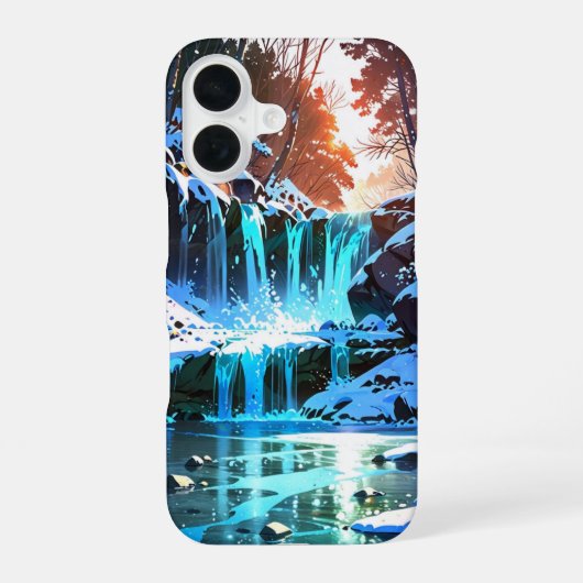 冬の滝の魔法 iPhone 16ケース (裏面)