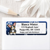 冬の漫画のトリコールペンブロークウェルシュコーギー ラベル (インサイチュ)