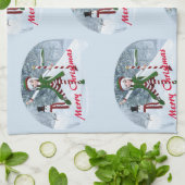 冬の漫画の中のクリスマス キッチンタオル (折り畳み)