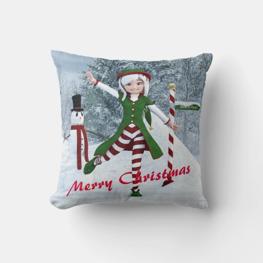 冬の漫画の中のクリスマス クッション (正面)