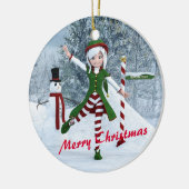 冬の漫画の中のクリスマス セラミックオーナメント (左)