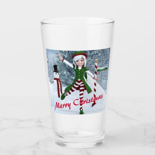 冬の漫画の中のクリスマス タンブラーグラス (正面)