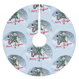 冬の漫画の中のクリスマス ブラッシュドポリエステルツリースカート