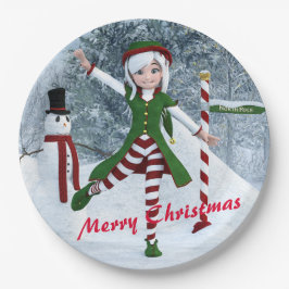 冬の漫画の中のクリスマス ペーパープレート