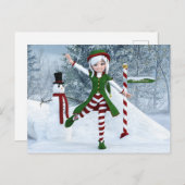 冬の漫画の中のクリスマス ポストカード (正面/裏面)