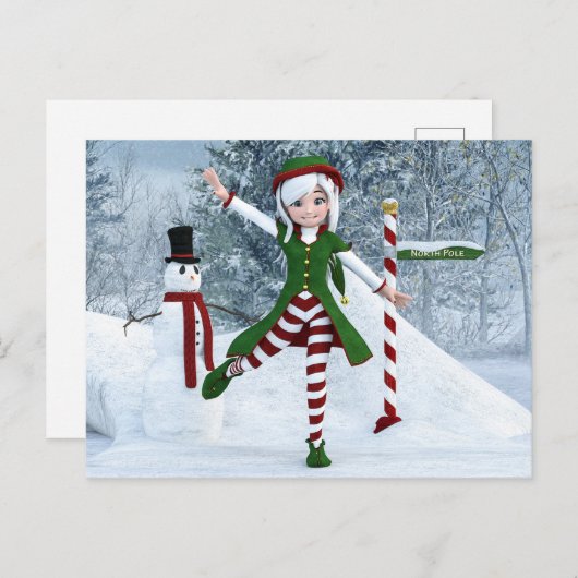 冬の漫画の中のクリスマス ポストカード (正面/裏面)