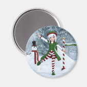 冬の漫画の中のクリスマス マグネット (正面/裏面)