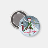 冬の漫画の中のクリスマス マグネット (正面/裏面)