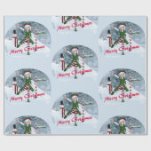 冬の漫画の中のクリスマス ラッピングペーパー (フラット)