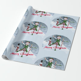 冬の漫画の中のクリスマス ラッピングペーパー