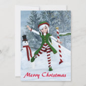 冬の漫画の中のクリスマス 招待状 (裏面)